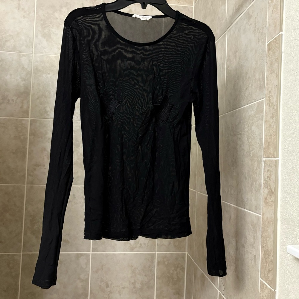 Dolls Kill Honey Punch Black Mesh Shirt, Sz Medium
